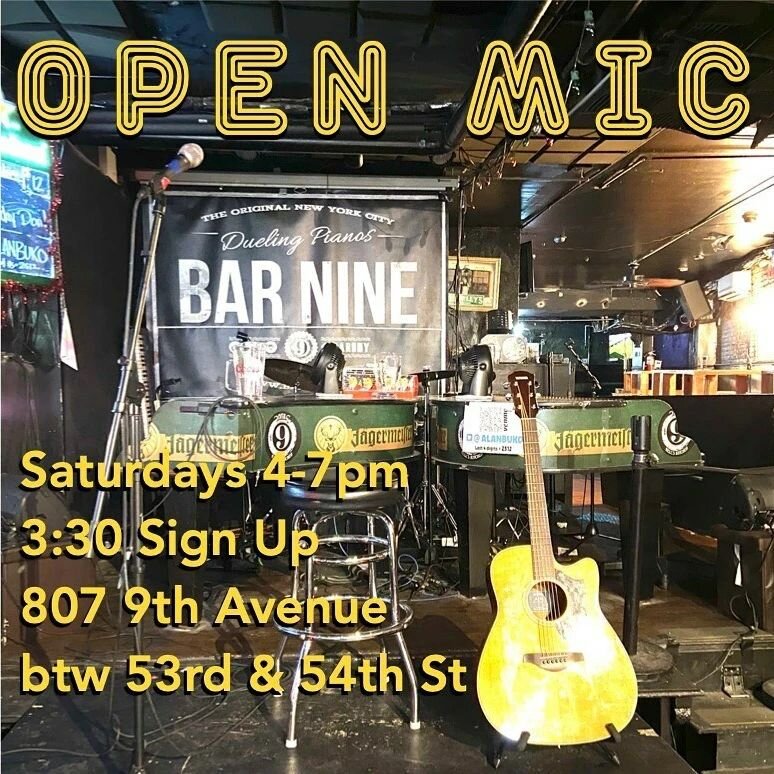 Reposted from @openmicsnyc Looking forward to seeing you all again at Bar Nine this Saturday May 21st for your next performance at the Open Mic! 
Bring an instrument, your songs, have some drinks and a bite to eat, make some friends and be a part of