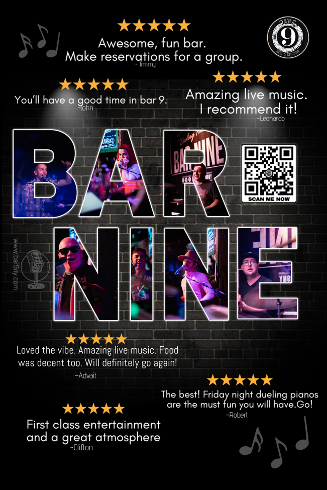 A photo of BAR NINE with reviews from customers giving 5 stars